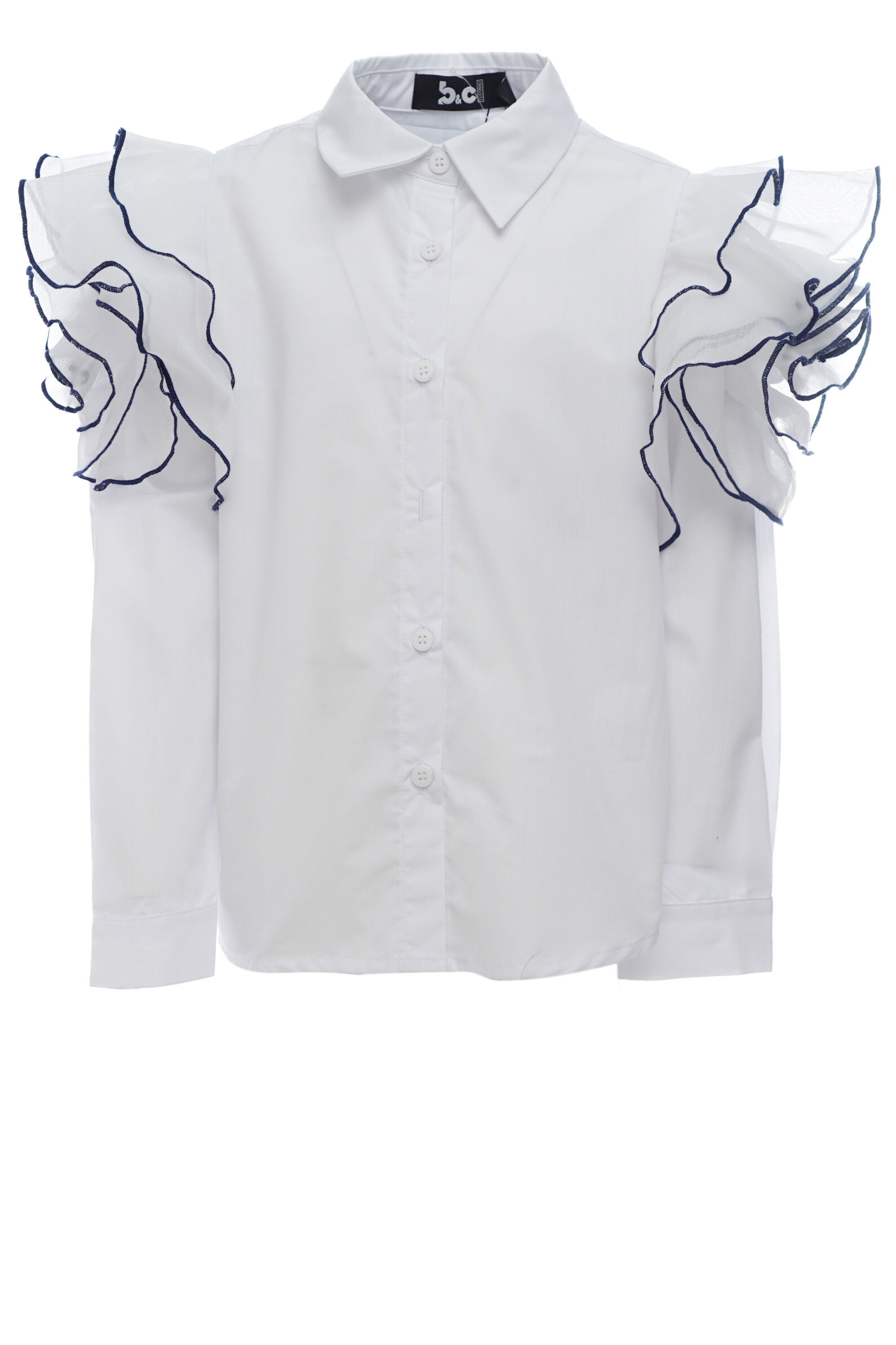 Блуза дев. АРТ.R32634-1,бел,хл-пэ