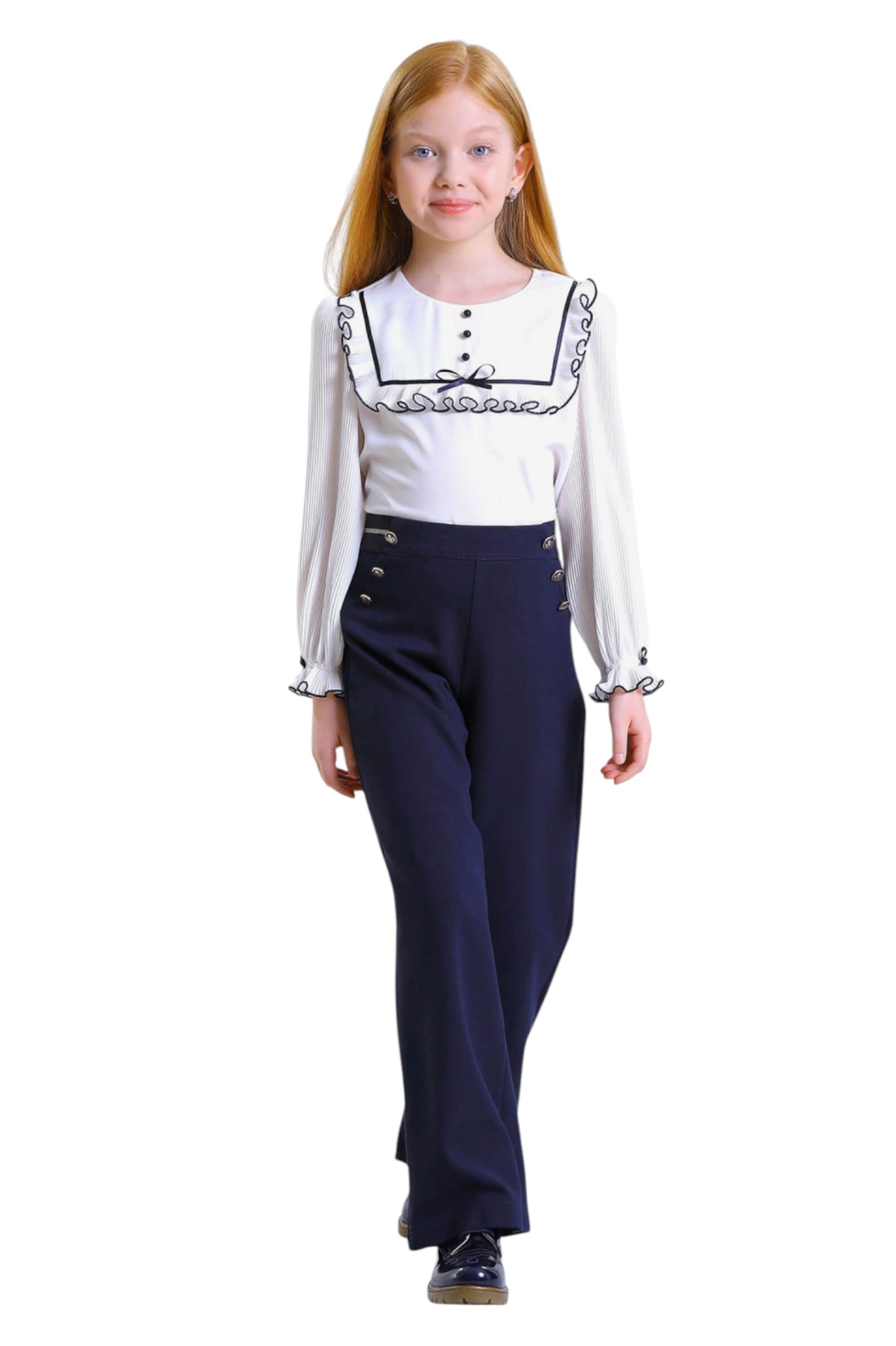 Брюки дев. АРТ.2280/1-525/524,син,вис-пэ-эл