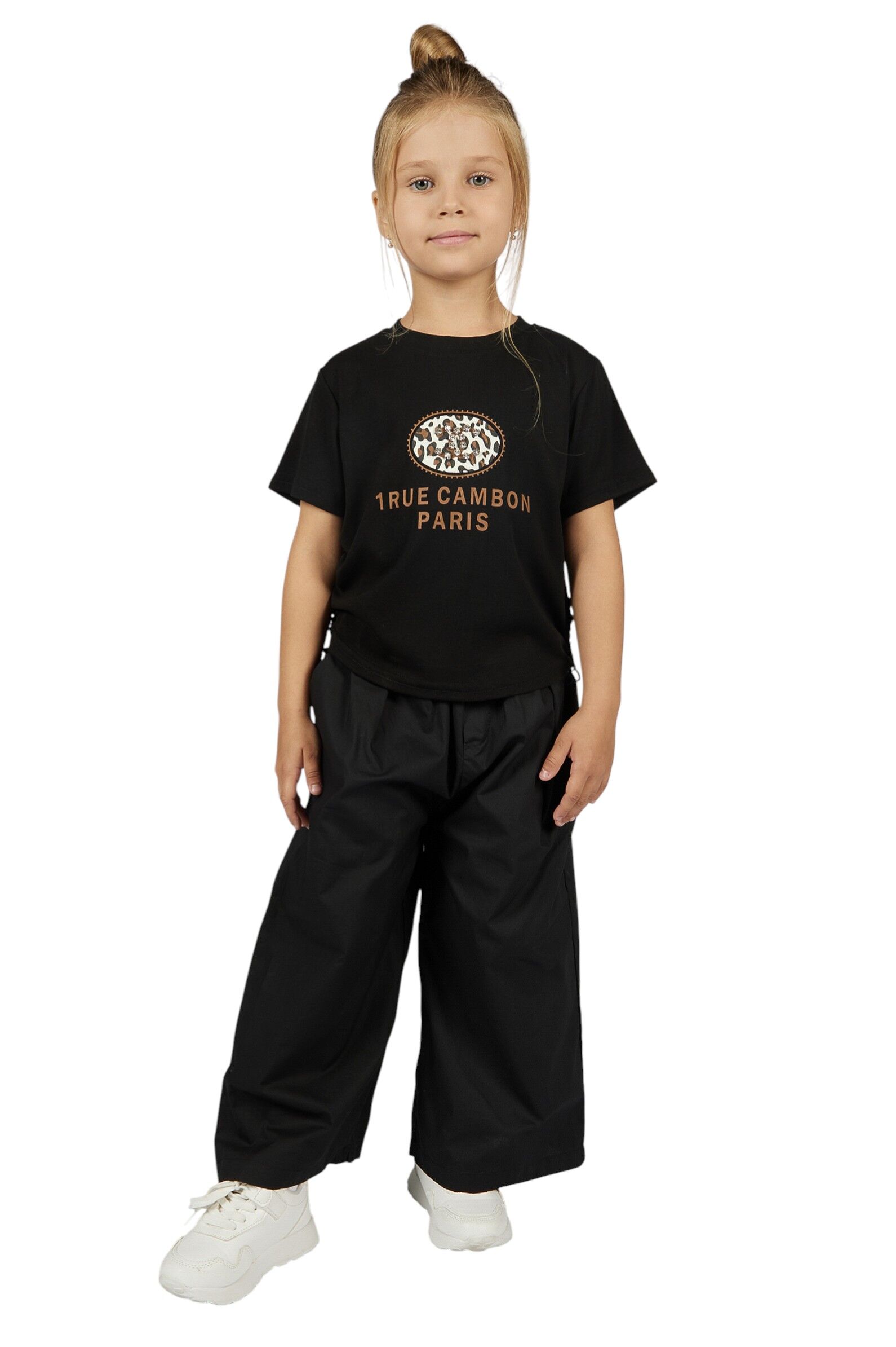 Брюки дев. АРТ.G-TR26121,чер,хл-пэ