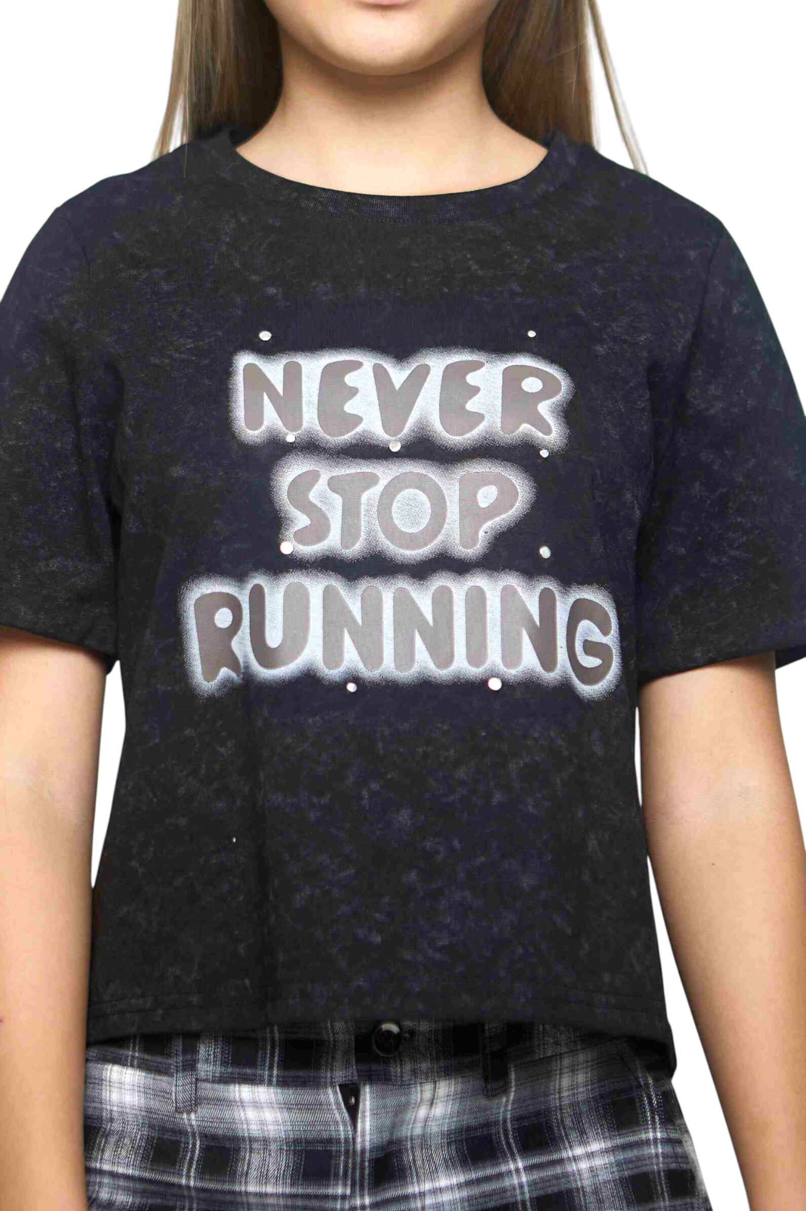 Футболка дев АРТ.G-TS25121,чер-сер,хл-эл