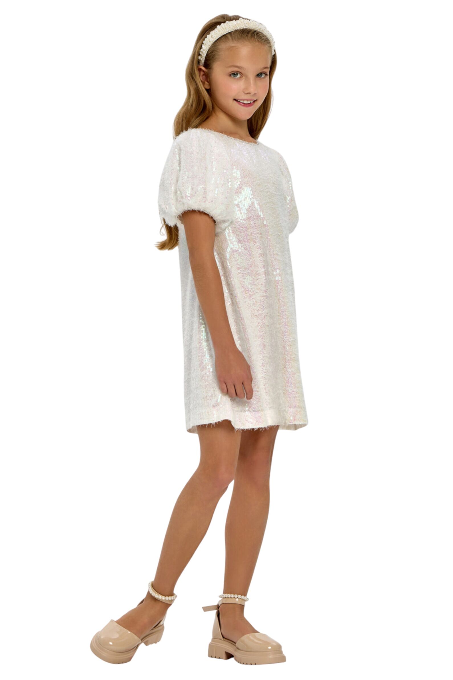 Платье дев. АРТ.1834.43,бел,пэ/хл