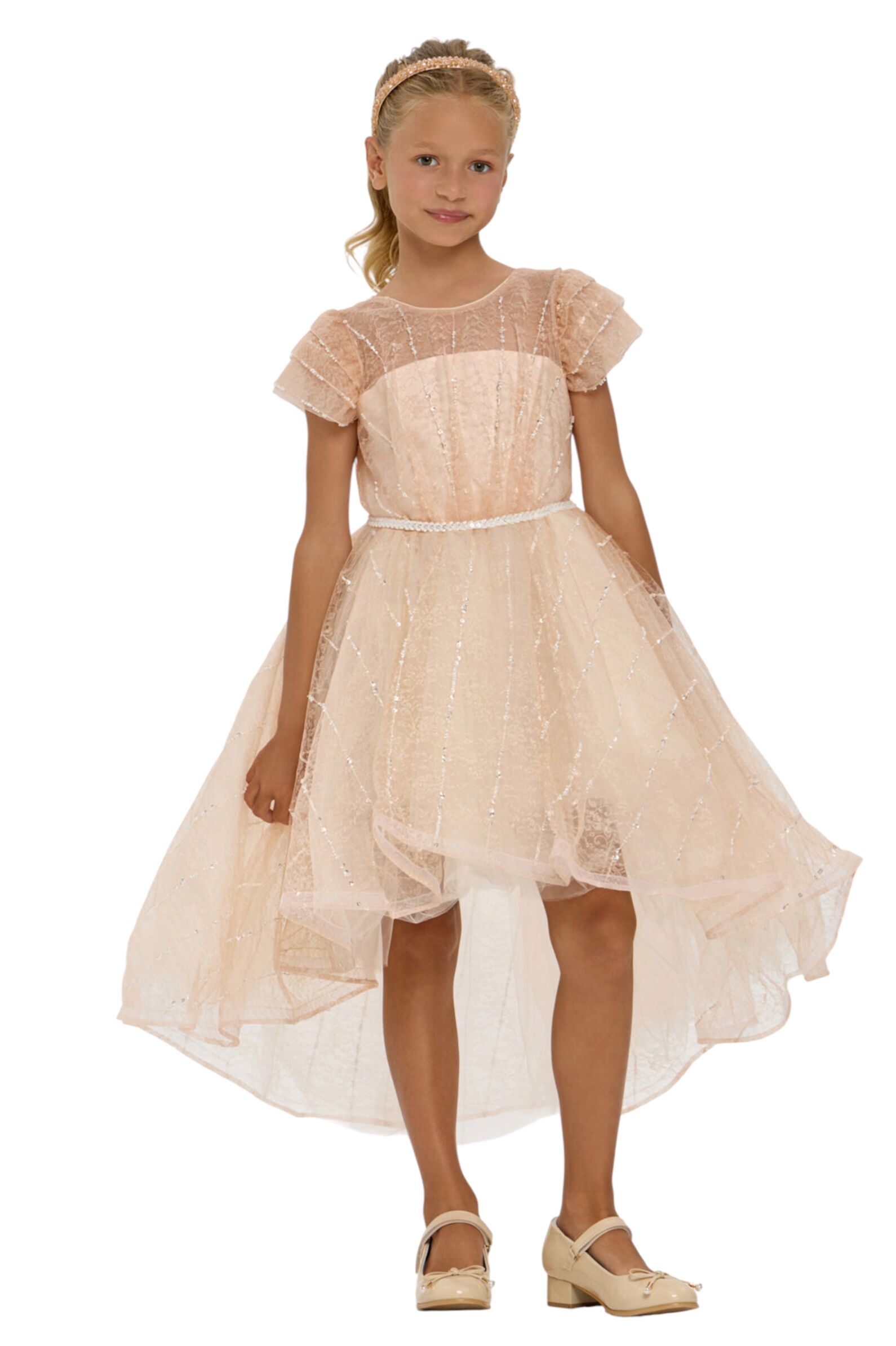 Платье дев. АРТ.1839.43,беж,пэ-пу/хл