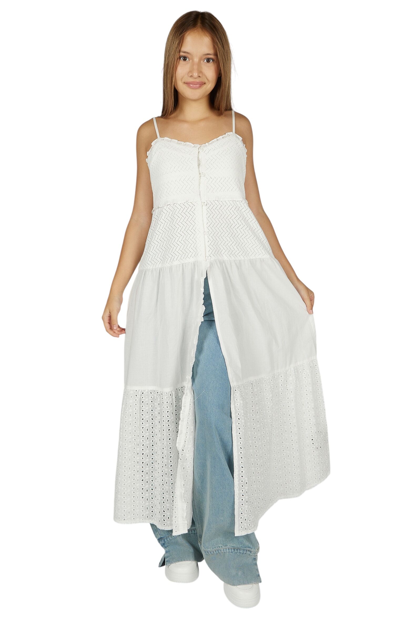 Сарафан дев.АРТ.G-DR26054,бел,хл