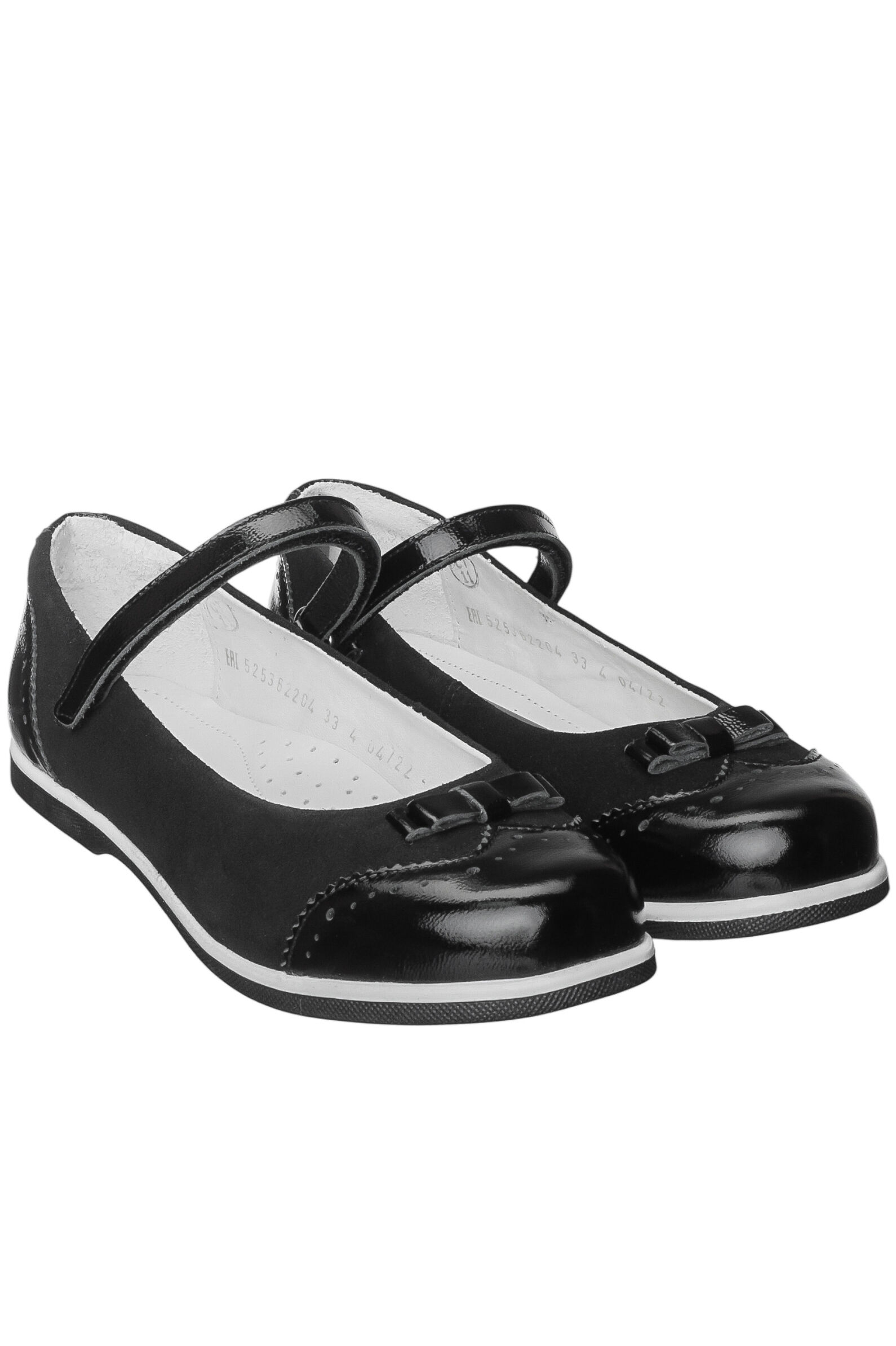 Туфли дев. АРТ.525362204,чер,н.к-велюр/н.к